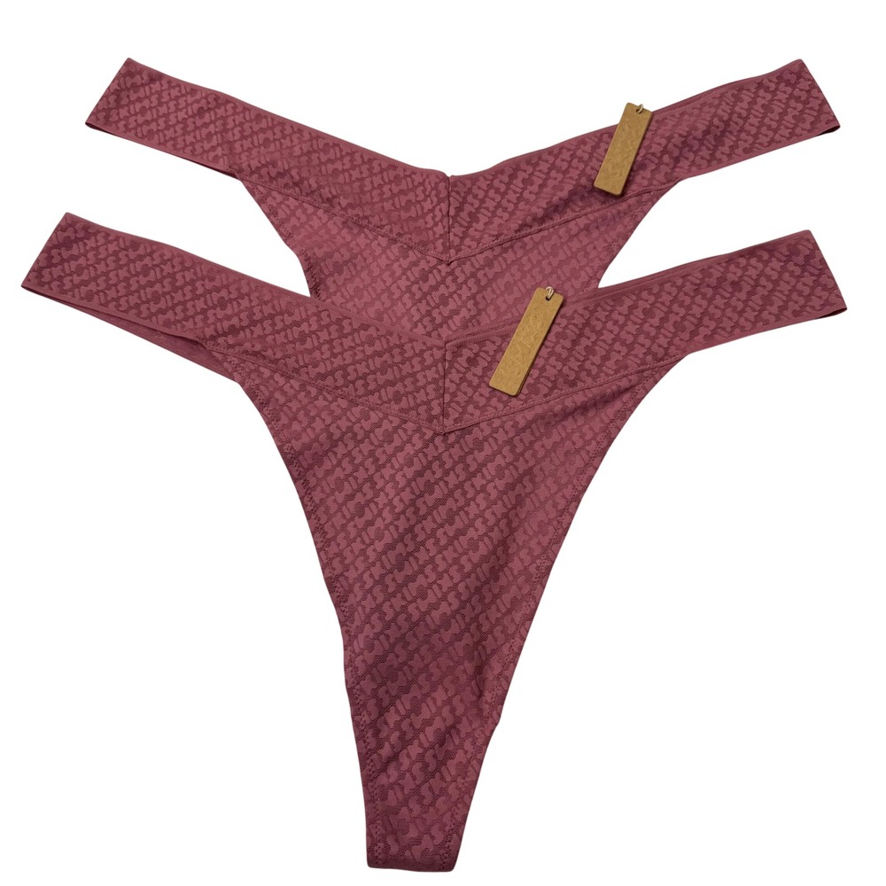SKIMS Logo Mesh Thong Lot of 2 Berry Womens 4X